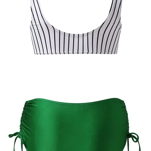 NWT Cupshe Stripe Bikini With Green Cinched Bottom 🏖 - Picture 5 of 9